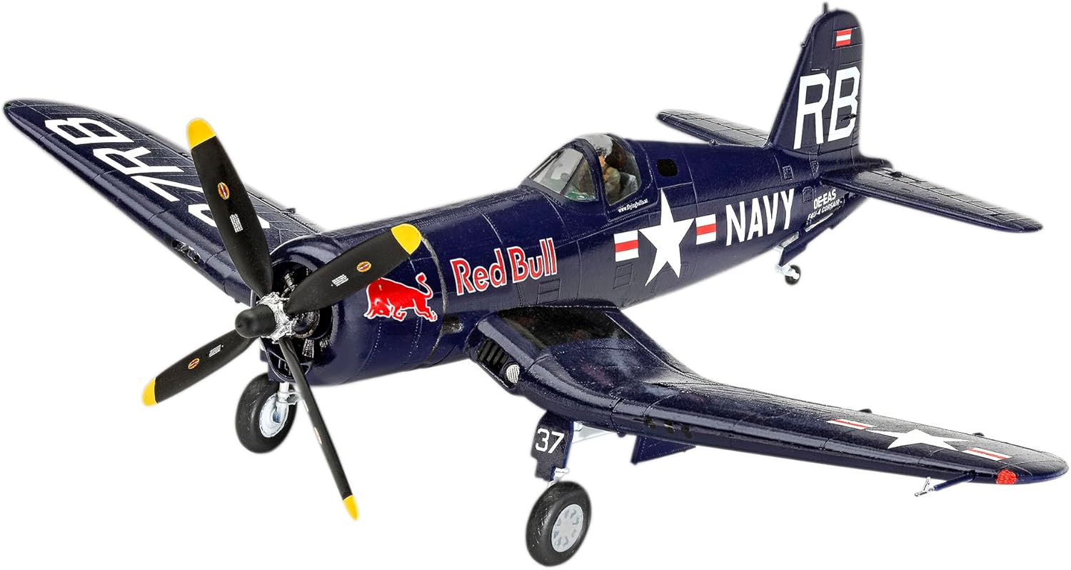 Revell Gift Set 05641 F4U-4 Corsair: Flying Bulls 25th Anniversary 1:48 Scale Unbuilt Plastic Model Kit with Accessories