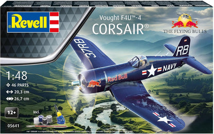 Revell Gift Set 05641 F4U-4 Corsair: Flying Bulls 25th Anniversary 1:48 Scale Unbuilt Plastic Model Kit with Accessories