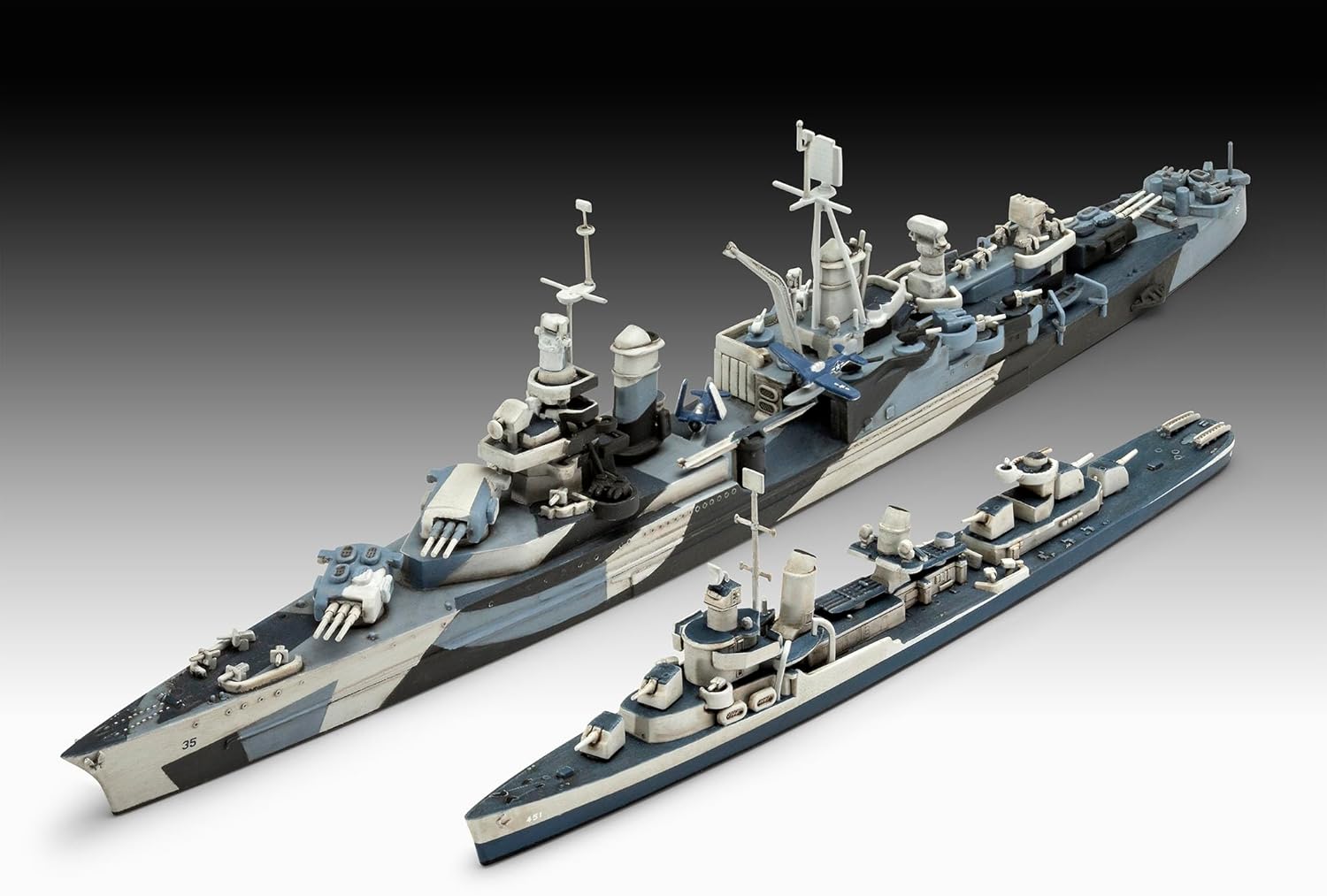 Revell Gift Set 05644 Pacific Warriors (USS Fletcher & Indianapolis) 1:700 Scale Unbuilt Plastic Model Kits with Accessories
