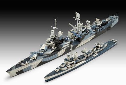 Revell Gift Set 05644 Pacific Warriors (USS Fletcher & Indianapolis) 1:700 Scale Unbuilt Plastic Model Kits with Accessories