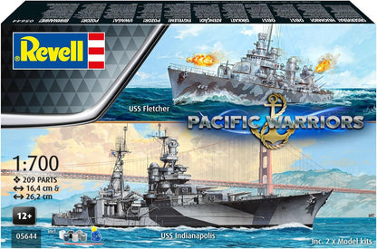 Revell Gift Set 05644 Pacific Warriors (USS Fletcher & Indianapolis) 1:700 Scale Unbuilt Plastic Model Kits with Accessories