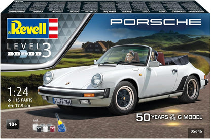 Revell Gift Set 05646 Porsche 911 G-Model Cabrio 50th Anniversary 1:24 Scale Unbuilt Plastic Model Kit With Accessories