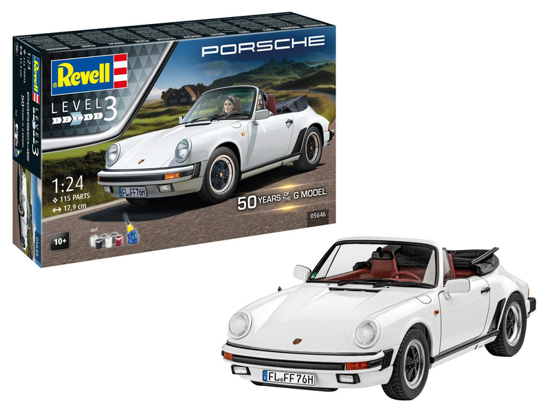 Revell Gift Set 05646 Porsche 911 G-Model Cabrio 50th Anniversary 1:24 Scale Unbuilt Plastic Model Kit With Accessories