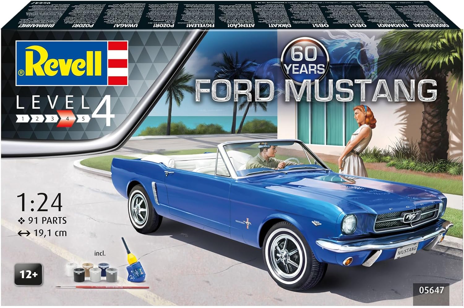 Revell Gift Set 05647 Ford Mustang 60th Anniversary 1:24 Scale Unbuilt Plastic Model Kit With Accessories