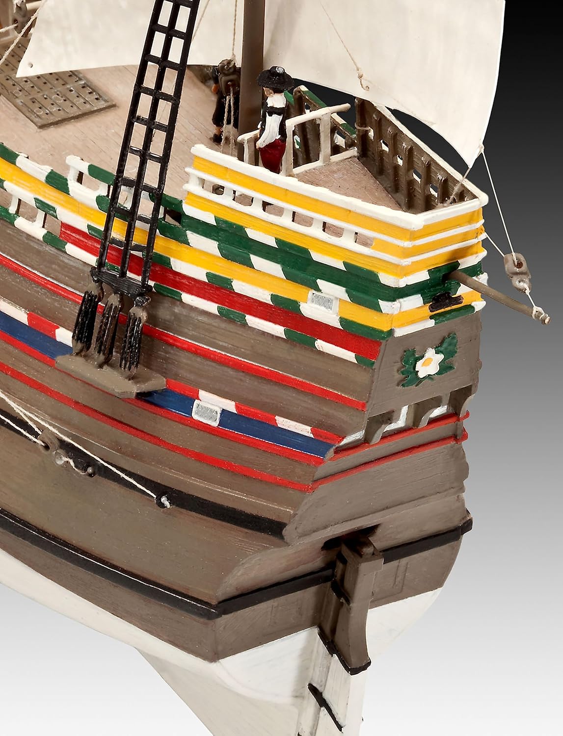 Revell Gift Set 05684 Mayflower 400th Anniversary 1:83 Scale Unbuilt Plastic Model Kit with Contacta Professional Glue, Paintbrush, Selected Aqua Color Paints & Poster
