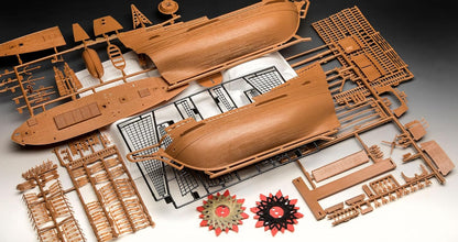 Revell Gift Set 05684 Mayflower 400th Anniversary 1:83 Scale Unbuilt Plastic Model Kit with Contacta Professional Glue, Paintbrush, Selected Aqua Color Paints & Poster
