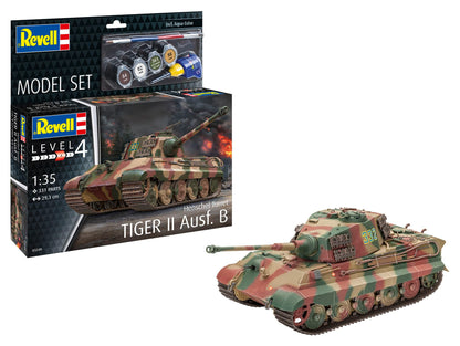 Revell Model Set 63249 Tiger II Ausf. B Tank 1:35 Scale Unbuilt/Unpainted Plastic Model Kit with Accessories