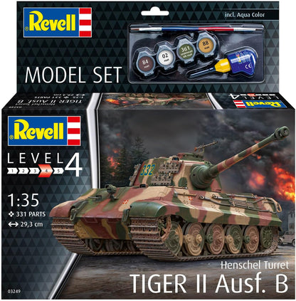 Revell Model Set 63249 Tiger II Ausf. B Tank 1:35 Scale Unbuilt/Unpainted Plastic Model Kit with Accessories