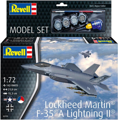 Revell 63799 Model Set Lockheed Martin F-35A Lightning II 1:72 Scale Plastic Model Kit & Accessories