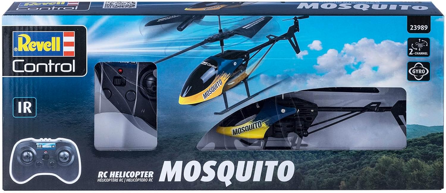 Revell Control, RC Helicopter Mosquito, 2-Channel IR Remote Control, Gyro Stabilisation, LED Front Lighting, Replacement Rotors Included, LiPo Battery and Charger, Length 21 cm, Ages 8 and Above