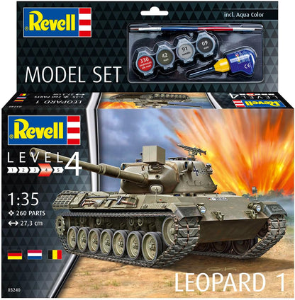 Revell Model Set 63240 Leopard Tank 1 1:35 Scale Unbuilt/Unpainted Plastic Model Kit With Accessories