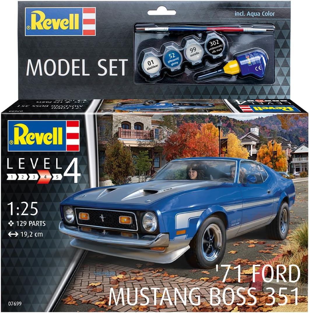 Revell 67699 1:25-Model Set 71 Mustang Boss 351 originalgetreuer Modellbausatz für Fortgeschrittene, unlackiert