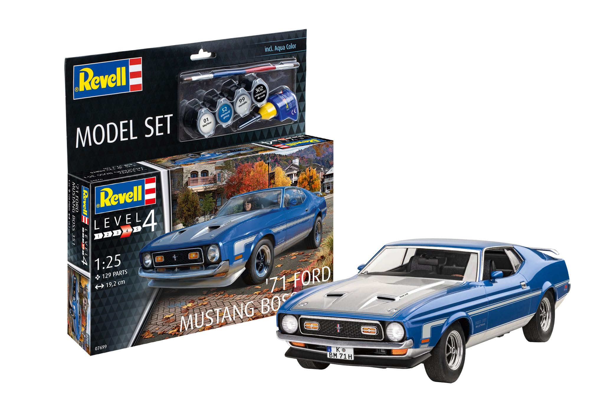 Revell 67699 1:25-Model Set 71 Mustang Boss 351 originalgetreuer Modellbausatz für Fortgeschrittene, unlackiert
