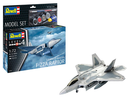 Revell Lockheed Martin F-22A Raptor - Maqueta de avión de combate con sigilo (incluye armamento, pegamento y pincel