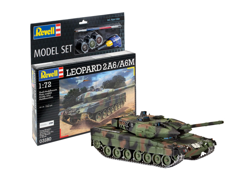 Revell Model Set 63180 Leopard 2A6/A6M 1:72 Scale Unbuilt/Unpainted Plastic Model Kit With Accessories