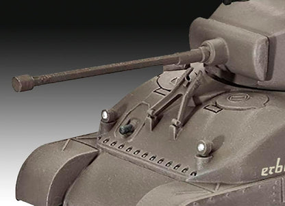 Revell Model Set 63290 Sherman Tank M4A1 1:72 Scale Unbuilt/Unpainted Plastic Model Kit With Accessories