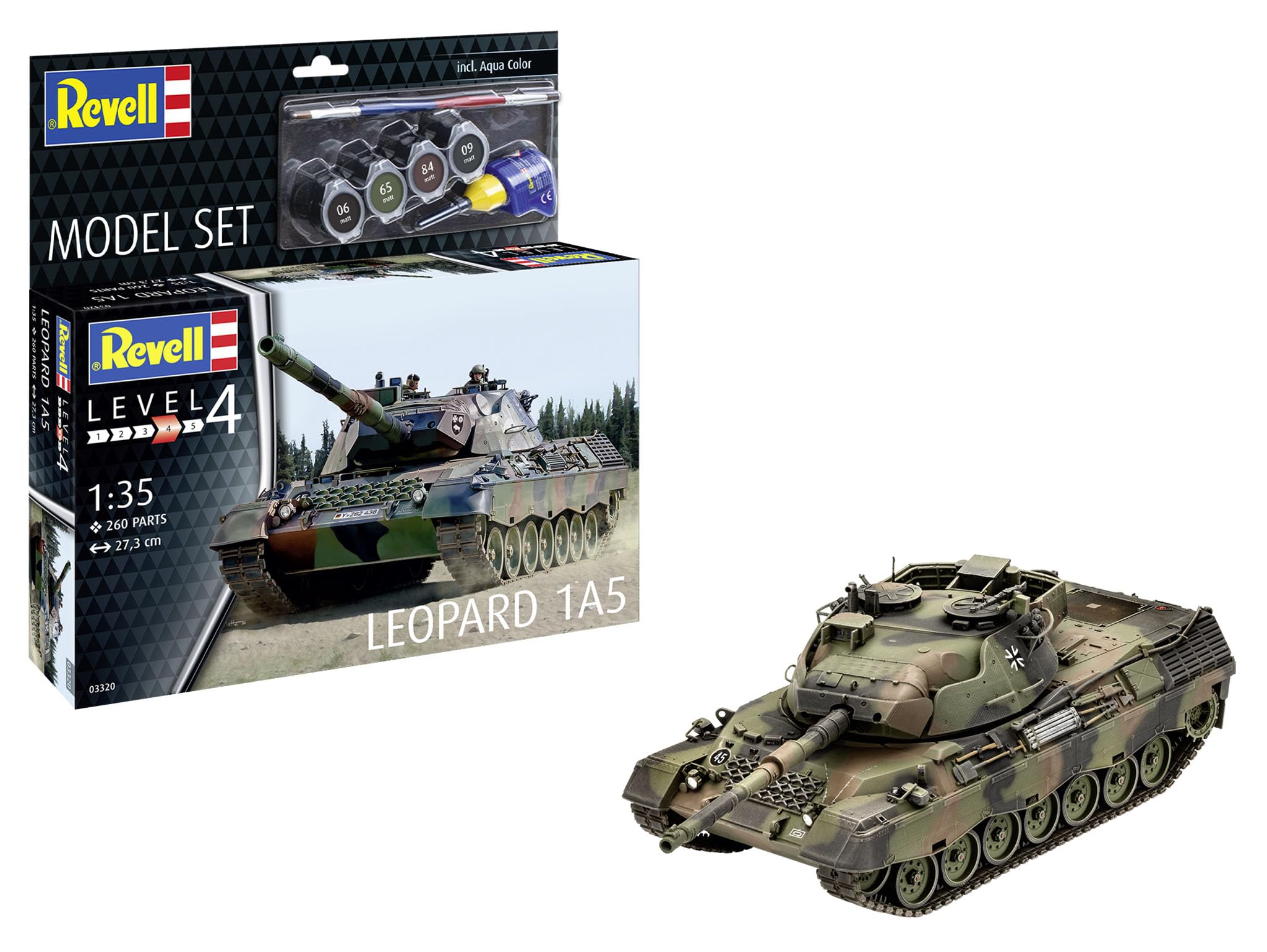 Revell Model Set 63320 Leopard Tank 1A5 1:35 Scale Unbuilt/Unpainted Plastic Model Kit With Accessories