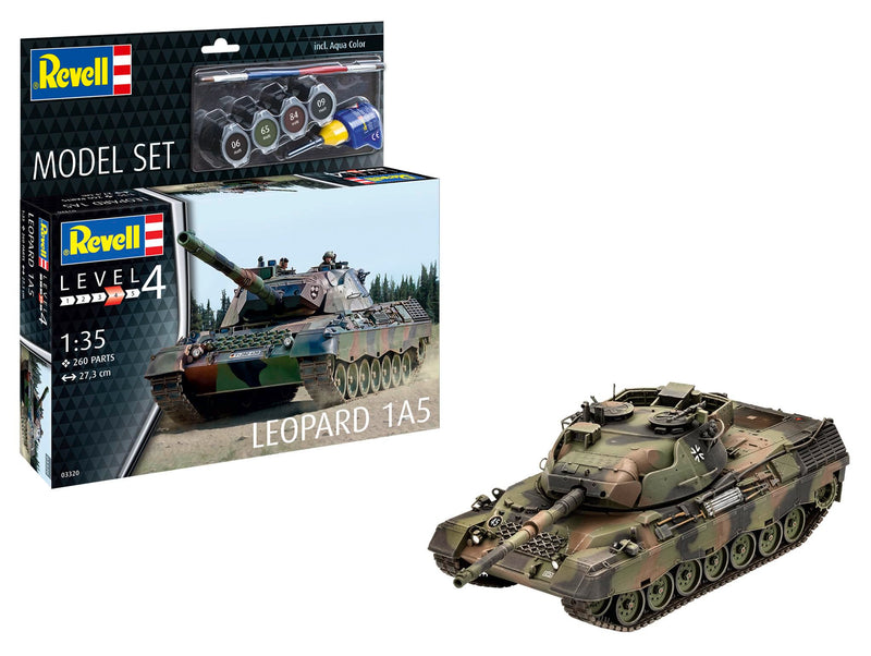 Revell Model Set 63320 Leopard Tank 1A5 1:35 Scale Unbuilt/Unpainted Plastic Model Kit With Accessories