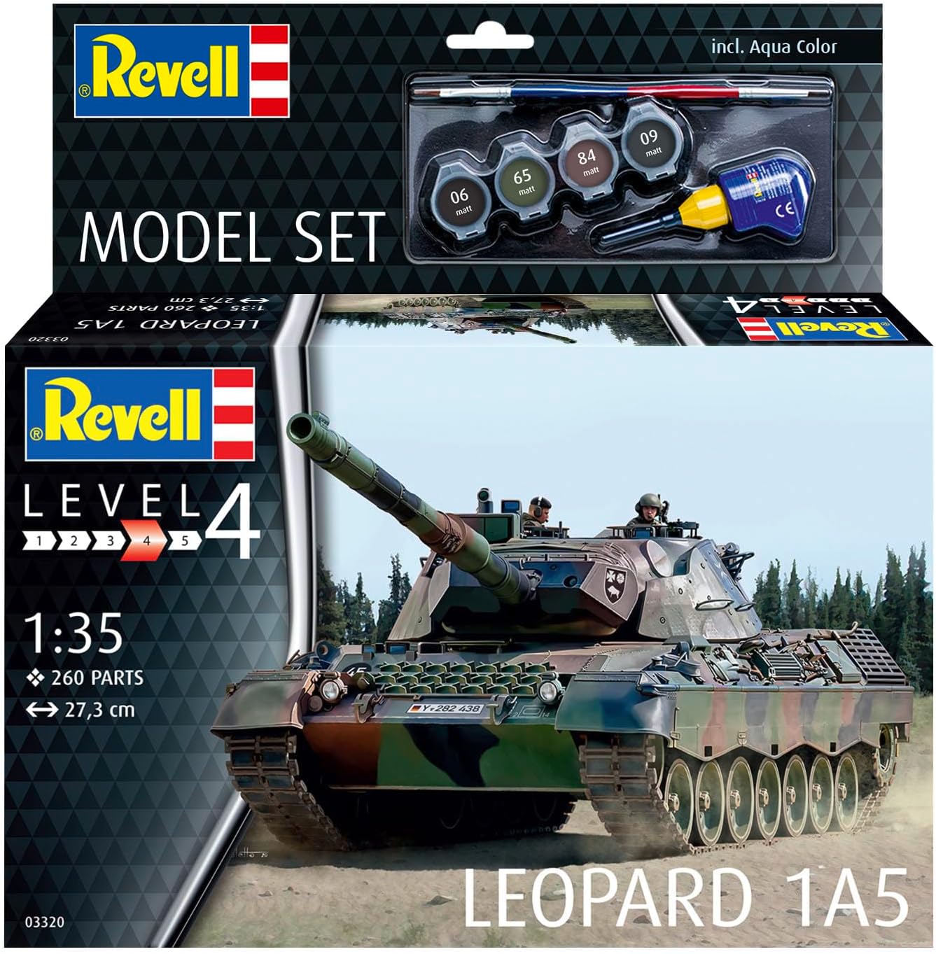 Revell Model Set 63320 Leopard Tank 1A5 1:35 Scale Unbuilt/Unpainted Plastic Model Kit With Accessories