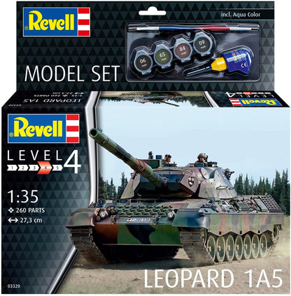 Revell Model Set 63320 Leopard Tank 1A5 1:35 Scale Unbuilt/Unpainted Plastic Model Kit With Accessories