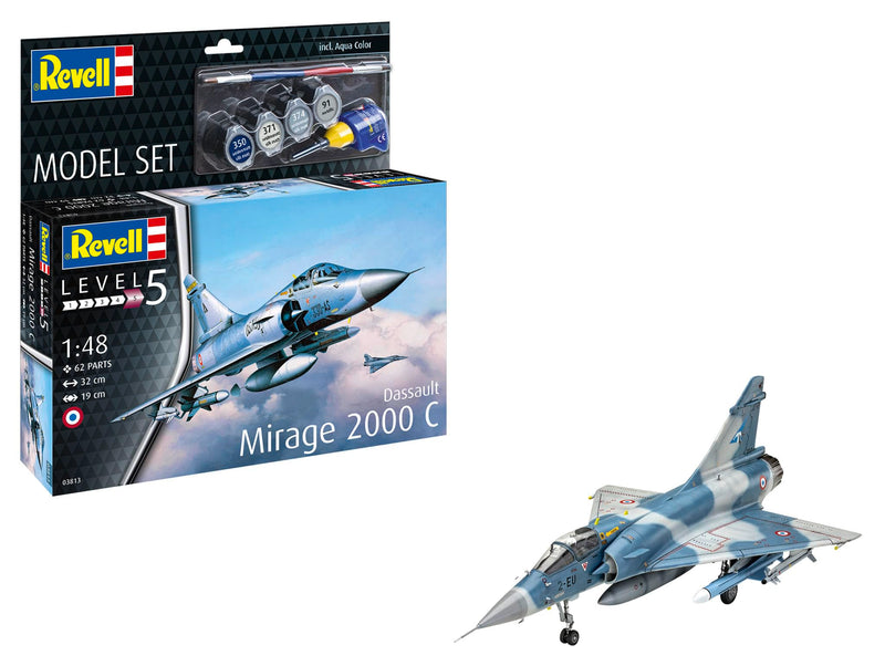 Revell Model Set 63813 Dassault Mirage 2000C 1:48 Scale Unbuilt/Unpainted Plastic Model Kit with Accessories