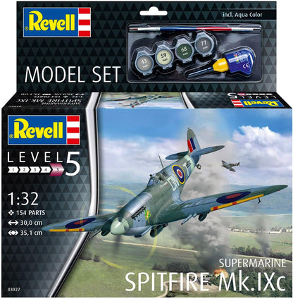 Revell Model Set 63927 Supermarine Spitfire Mk.IXc 1:32 Scale Unbuilt/Unpainted Plastic Model Kit with Accessories