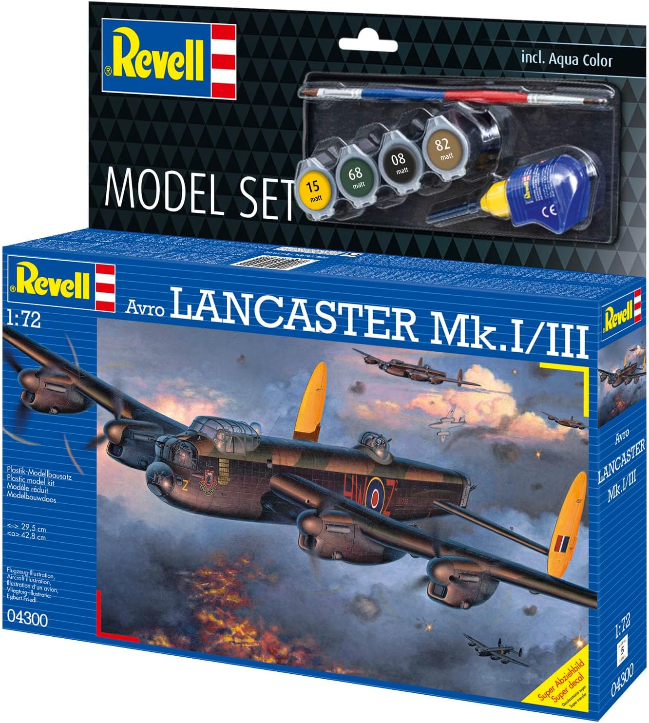 Revell Model Set 64300 Avro Lancaster Mk.I/III 1:72 Scale Unbuilt/Unpainted Plastic Model Kit With Accessories