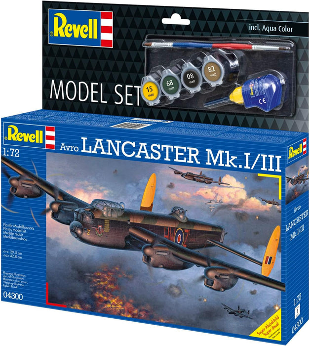 Revell Model Set 64300 Avro Lancaster Mk.I/III 1:72 Scale Unbuilt/Unpainted Plastic Model Kit With Accessories