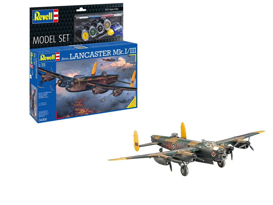 Revell Model Set 64300 Avro Lancaster Mk.I/III 1:72 Scale Unbuilt/Unpainted Plastic Model Kit With Accessories