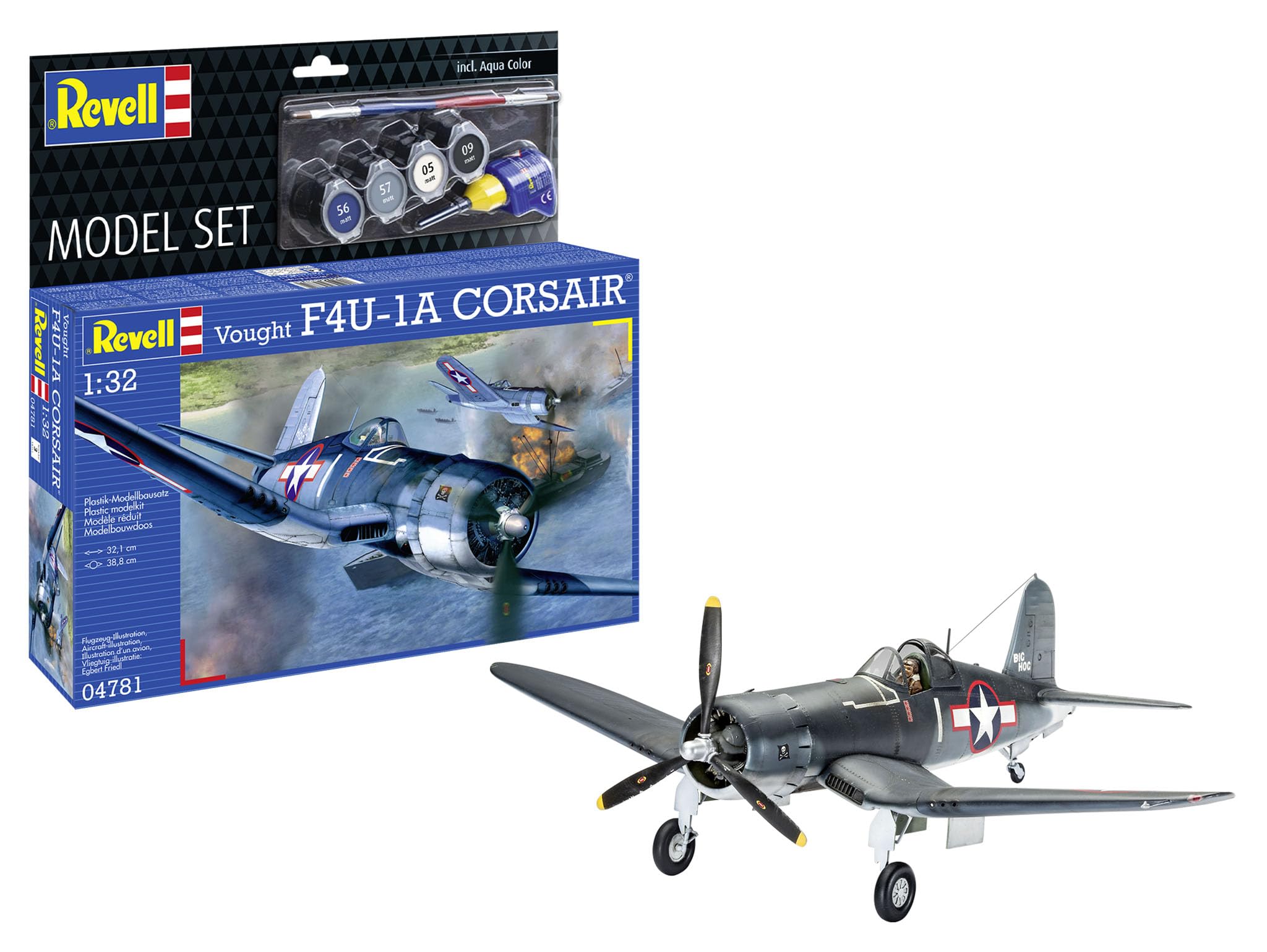Revell Model Set 64781 Vought F4U-1A Corsair 1:32 Scale Unbuilt/Unpainted Plastic Model Kit with Accessories