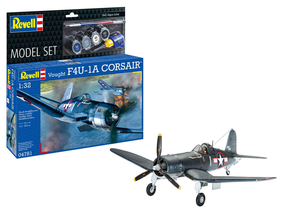 Revell Model Set 64781 Vought F4U-1A Corsair 1:32 Scale Unbuilt/Unpainted Plastic Model Kit with Accessories