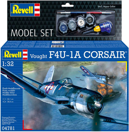 Revell Model Set 64781 Vought F4U-1A Corsair 1:32 Scale Unbuilt/Unpainted Plastic Model Kit with Accessories