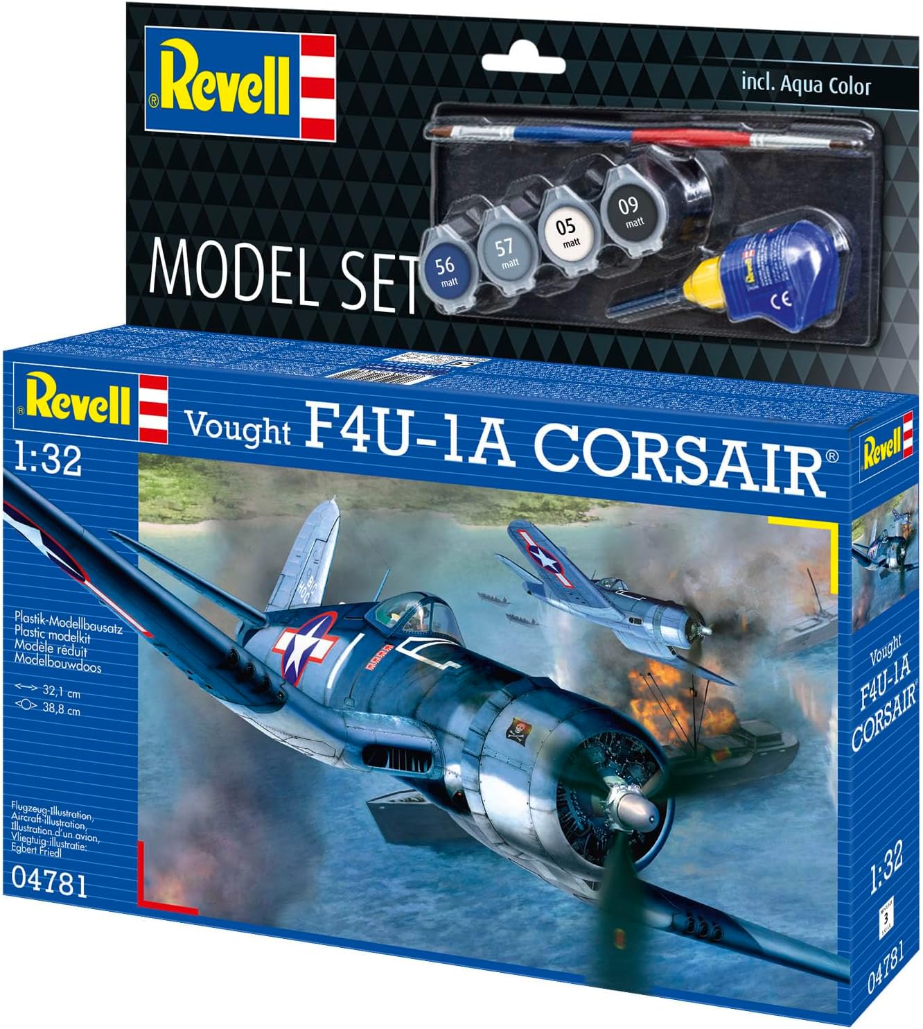 Revell Model Set 64781 Vought F4U-1A Corsair 1:32 Scale Unbuilt/Unpainted Plastic Model Kit with Accessories
