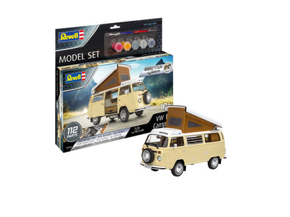 Revell Easy-Click Model Set 67676 VW T2 Camper 1:24 Scale Unbuilt/Unpainted/Click-Together (Non-Glue) Plastic Model Kit with Paintbrush & Selected Aqua Color Paints