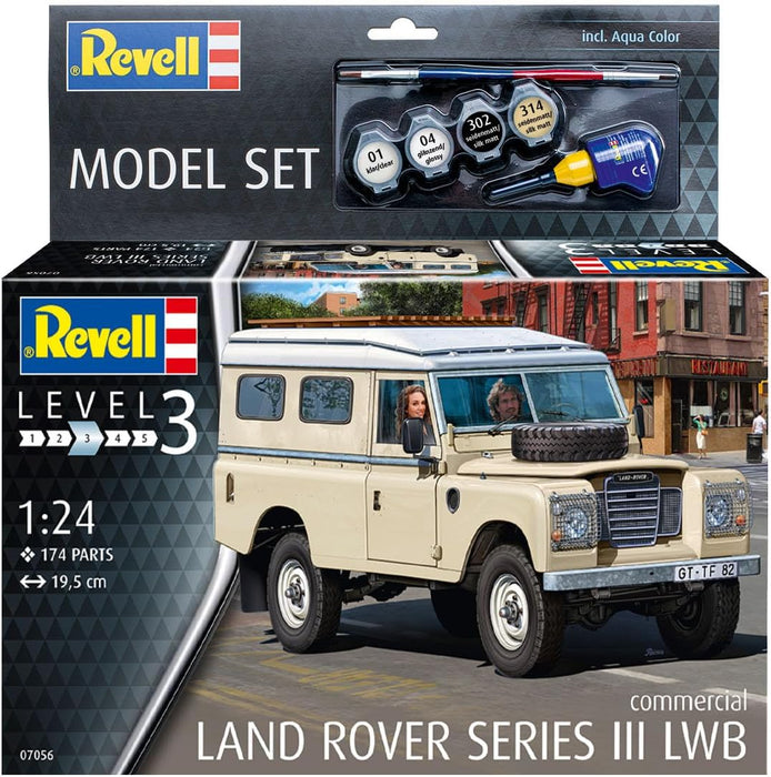 Revell Modellbausatz I Land Rover Series III LWB 109 I Maßstab 1:24 I Level 3 Bausatz I Teileanzahl 174 I ab 10+ Jahren I Mehrteiliger Vierzylinder-Motor I Aufkleber mit verschiedenen Kennzeichen