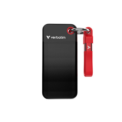 Verbatim Pocket SSD 1 TB (SSD Externo NVMe USB 3.2 Gen 2, hasta 1000 MB/s de Lectura y Escritura, Disco Duro portátil para Mac, PC y Consola de Juegos, Negro/Rojo