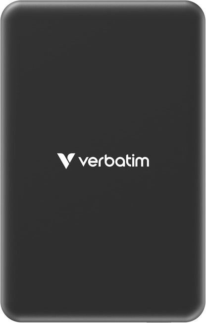 Verbatim Charge 'n' Go Essentials Power Bank MagSafe 10000mAh 15W Magnetic PD 20W Fast Charge with LED Indicator for iPhone 16/15/14/13/12 Pro/Pro Max, Includes USB-C to USB-C Cable, Black
