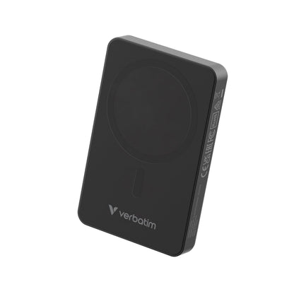 Verbatim Charge 'n' Go Essentials Power Bank MagSafe 10000mAh 15W Magnetic PD 20W Fast Charge with LED Indicator for iPhone 16/15/14/13/12 Pro/Pro Max, Includes USB-C to USB-C Cable, Black