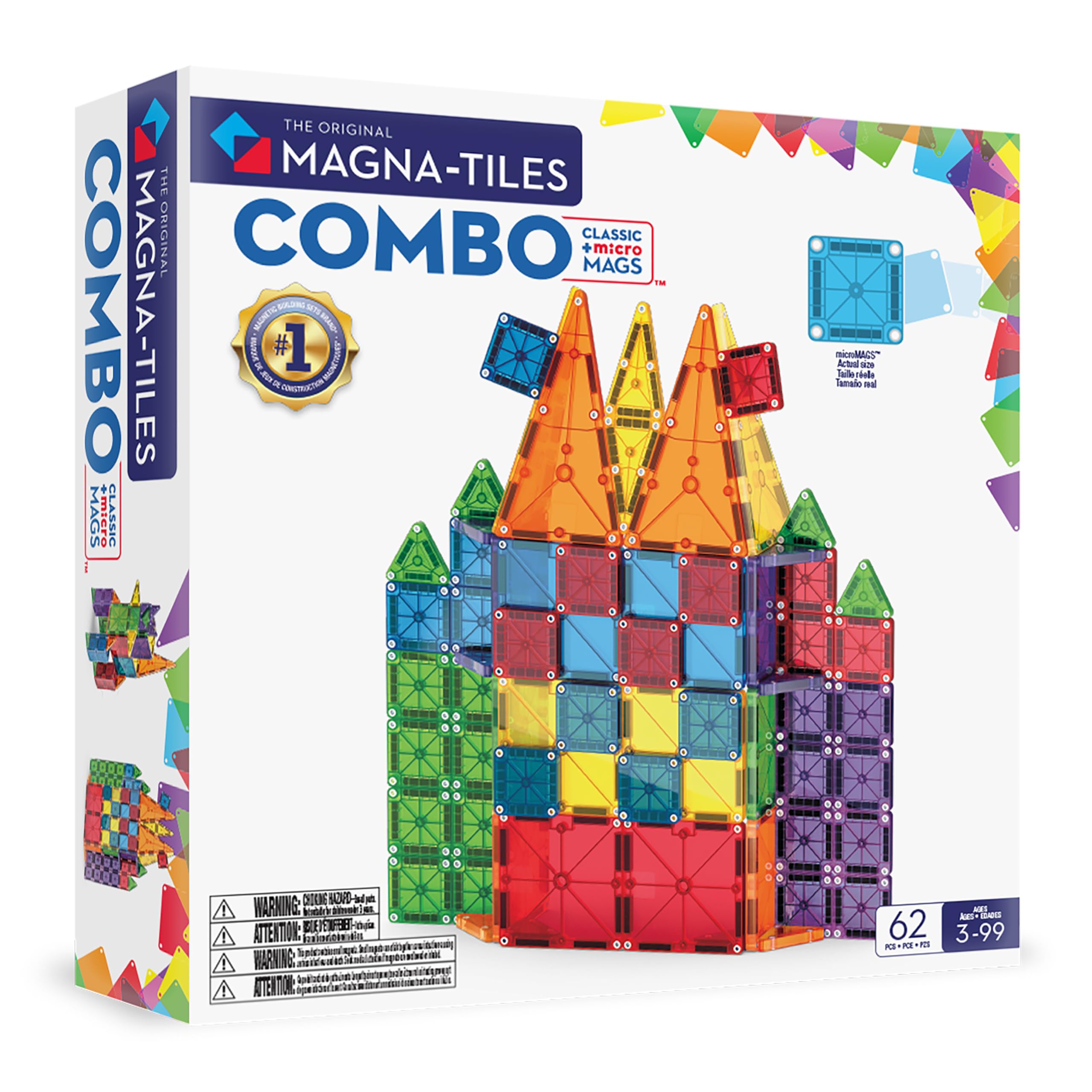 MAGNA-TILES 62-delige combo magnetische bouwset, het originele merk van magnetische bouw
