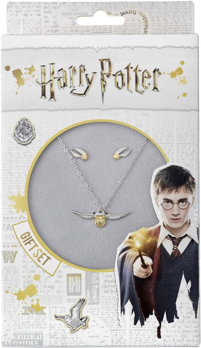 Harry Potter Golden Snitch Necklace And Earrings Gift Set
