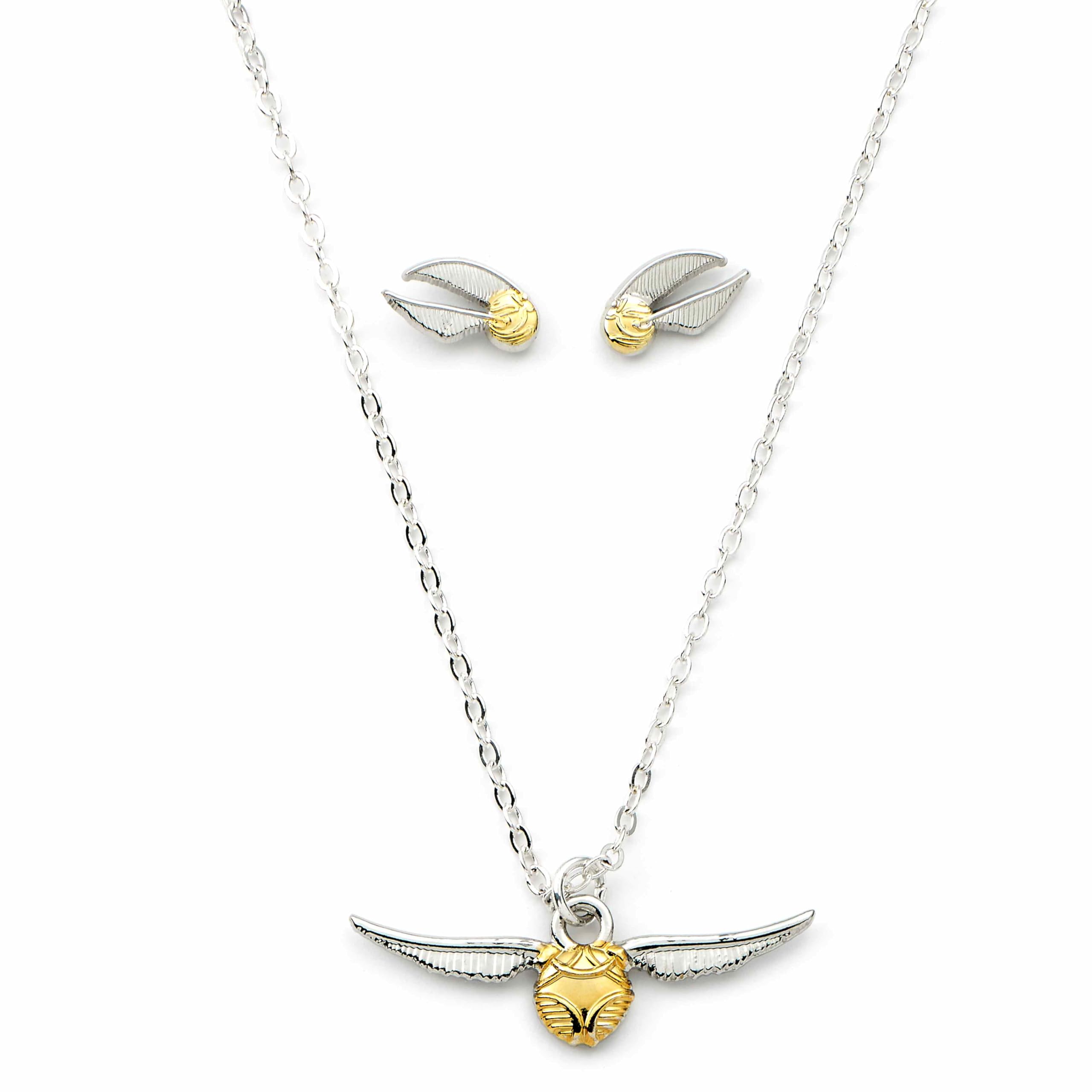 Harry Potter Golden Snitch Necklace And Earrings Gift Set