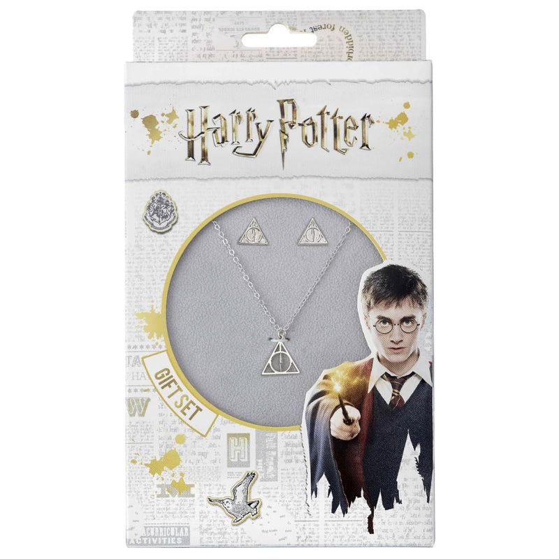 Harry Potter Deathly Hallows Necklace And Earrings Gift Set