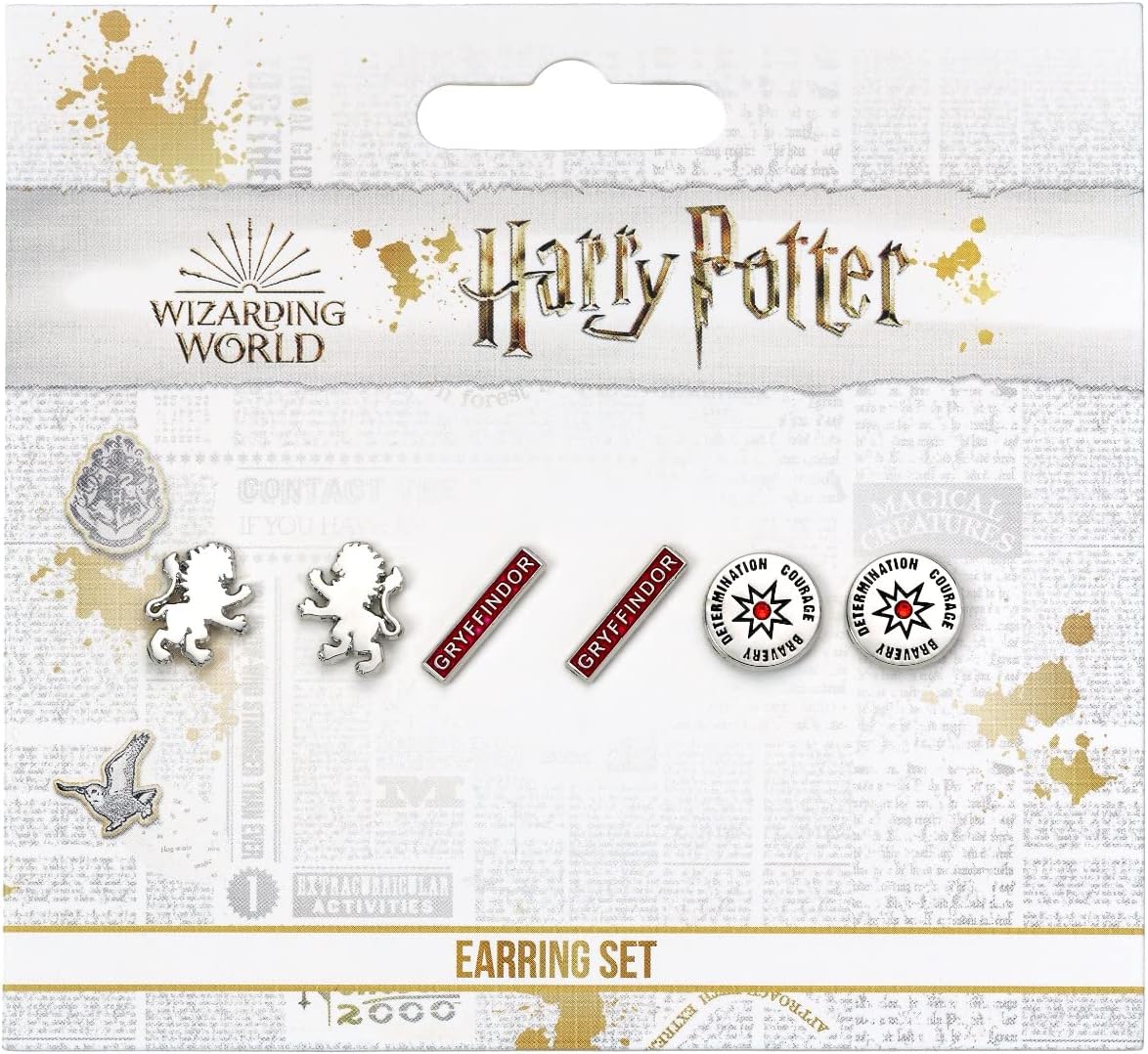 Official Harry Potter Gryffindor Set of 3 Stud Earrings