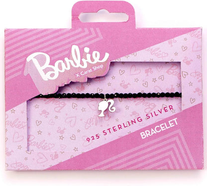 Barbie Sterling Silver Silhouette & Black Onyx Bead Bracelet