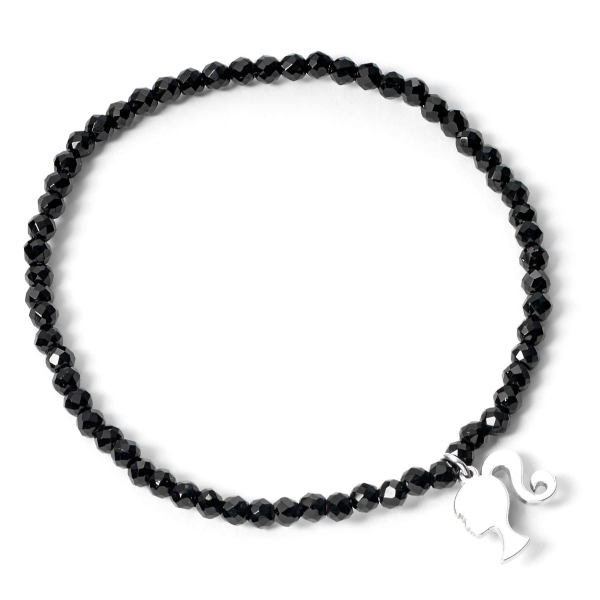 Barbie Sterling Silver Silhouette & Black Onyx Bead Bracelet