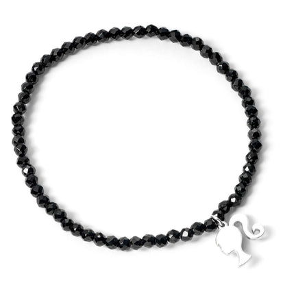 Barbie Sterling Silver Silhouette & Black Onyx Bead Bracelet