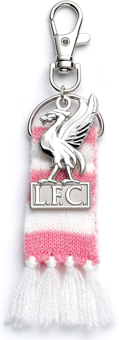 The Carat Shop Liverpool Football Club Pink Stripe Scarf & Liverbird Backpack Hanger