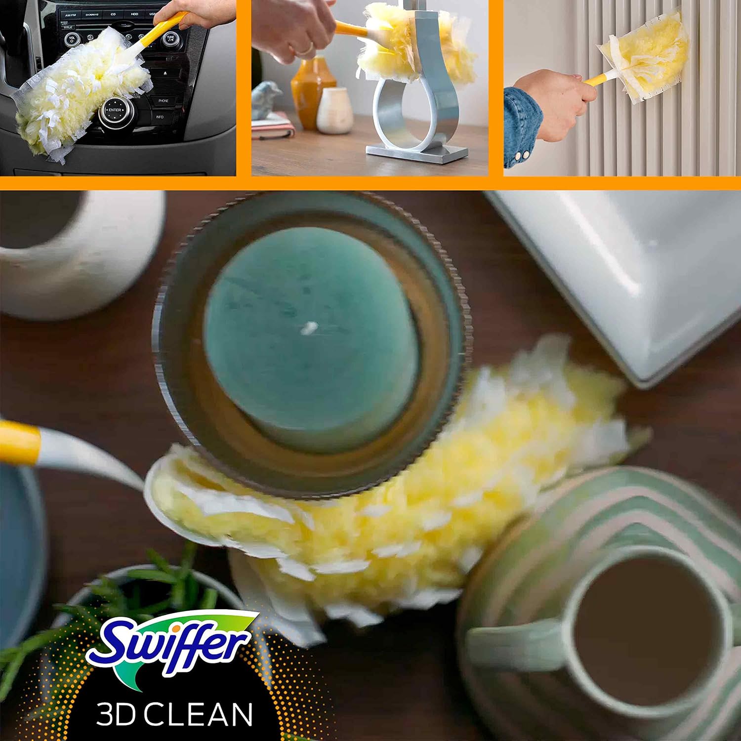 Swiffer 3D Clean Piumini Catturapolvere, 5 Piumini Duster, Migliaia Di Morbide Fibre Cattura Polvere E Sporco, Raggiunge I Punti Più Difficili Della Casa, Ottimo Per I Peli Di Animali, Maxi Formato