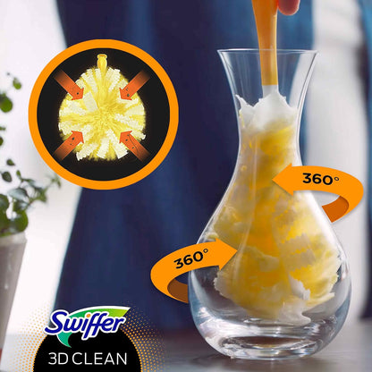 Swiffer 3D Clean Piumini Catturapolvere, 5 Piumini Duster, Migliaia Di Morbide Fibre Cattura Polvere E Sporco, Raggiunge I Punti Più Difficili Della Casa, Ottimo Per I Peli Di Animali, Maxi Formato