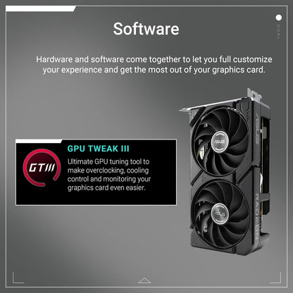 ASUS DUAL RX9060 XT, PCIe5, 8GB DDR6, HDMI, 2 DP, Compact SFF-Ready